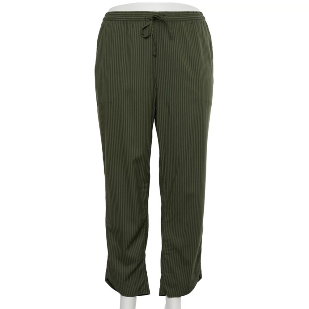 Sonoma Olive Green Ribbed Drawstring Ankle Pants